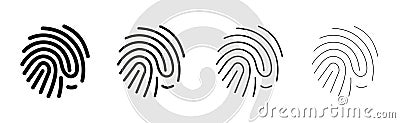 Fingerprint identification set vector. Unique thumb icons and ID lines imprint of finger. Biometric identification. Vector Illustration