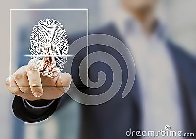 Fingerprint identity verification concept, biometric, security background Stock Photo