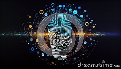 Fingerprint indentification personal access Biometrics security Ekyc innovation technology concept identification biometric Stock Photo