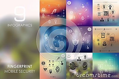 Fingerprint infographic with unfocused background Vector Illustration