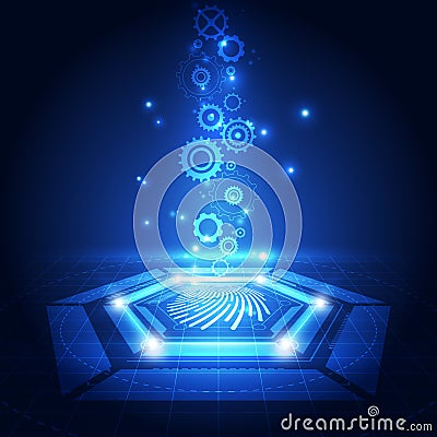 Fingerprint integrated in a printed circuit, releasing binary codes. fingerprint Scanning Identification System. Biometric Authori Vector Illustration