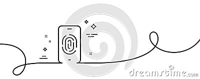 Fingerprint line icon. Finger print scan sign. Continuous line with curl. Vector Vector Illustration