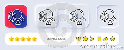 Fingerprint line icon. Finger print scan sign. Neumorphic buttons. Vector Vector Illustration