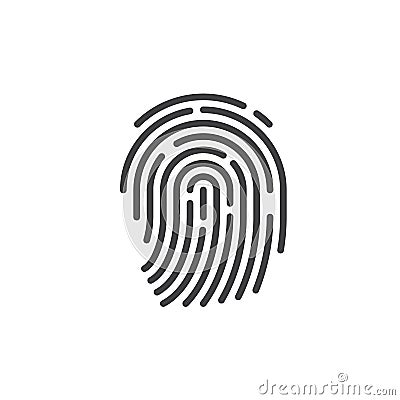 Fingerprint line icon, outline vector sign, linear style pictogram isolated on white. Vector Illustration