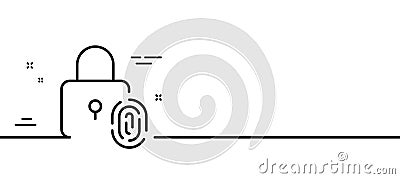 Fingerprint lock line icon. Finger print scan sign. Minimal line pattern banner. Vector Vector Illustration
