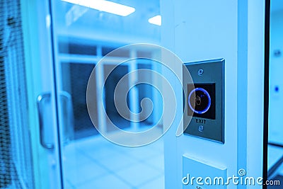 Fingerprint machine server room safety Stock Photo