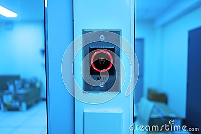 Fingerprint machine server room safety Stock Photo