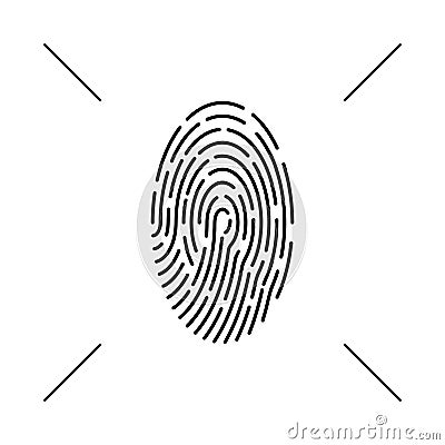 Fingerprint monochrome icon. Vector concept, abstract scan, icon. Design element isolated background Vector Illustration