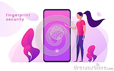 Fingerprint recognition, data protection, secure access, user id Vector Illustration
