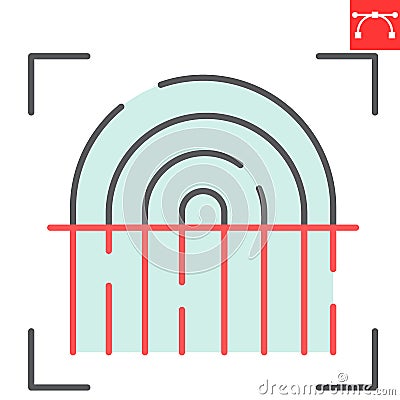 Fingerprint scan color line icon, security and biometric, finger print sign vector graphics, editable stroke filled Vector Illustration