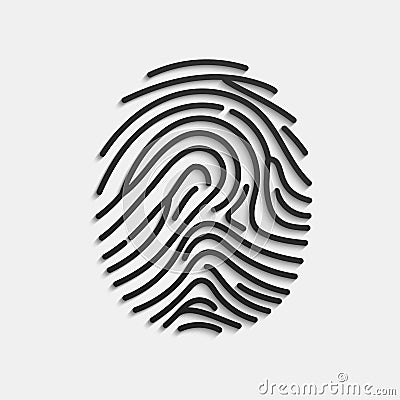 Fingerprint. Scan fingerprint isolated on white background. Volume press of finger with shadow. Vector illustration Vector Illustration