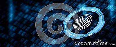 Fingerprint scan security access with biometrics identification Stock Photo