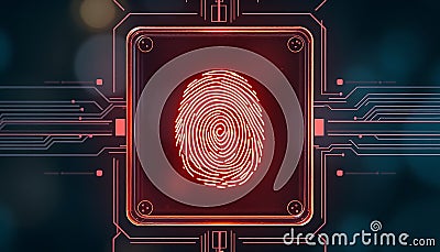 Fingerprint Scan Security Biometric Technology Digital Access Generative AI Stock Photo