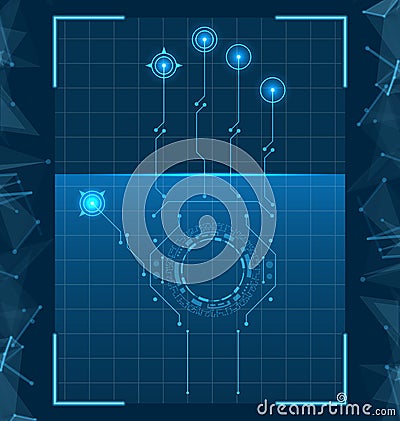 Fingerprint Scanner, Authentication, Identification, Recognition System HUD Vector Illustration