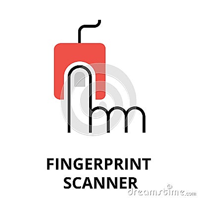 Fingerprint scanner icon, for graphic and web design Vector Illustration