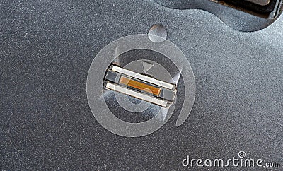Fingerprint scanner sensor module on a laptop computer, fingerprint unlock system for data safety and privacy protection, object Stock Photo