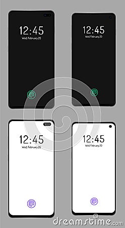 Fingerprint scanner on smartphone screen Vector Illustration
