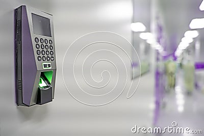 Fingerprint scanner to record working time.Device security and password control through fingerprints to enter security systems.Mod Stock Photo