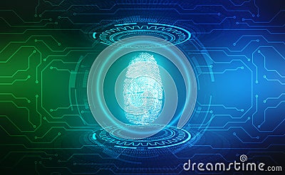 Fingerprint Scanning Identification System. Biometric Authorization and Business Security Concept Stock Photo