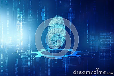 Fingerprint Scanning Identification System, fingerprint Scanning on digital screen. cyber security Concept Stock Photo