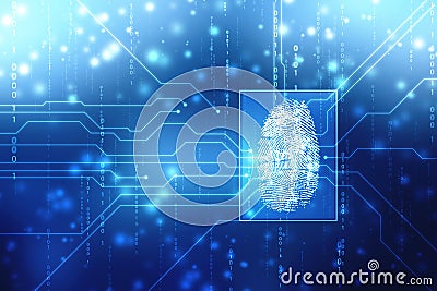 Security concept: fingerprint Scanning on digital screen. cyber security Concept Stock Photo