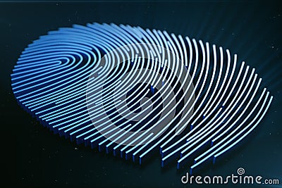 Fingerprint Scanning Identification System. Fingerprint scan provides security access with biometrics identification. 3D Stock Photo