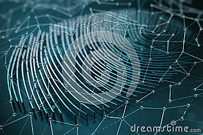 Fingerprint Scanning Identification System. Fingerprint scan provides security access with biometrics identification. 3D Stock Photo