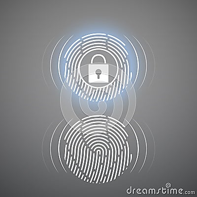 Fingerprint scanning. Vector Security system. Digital lock Vector Illustration