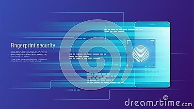 Fingerprint security, access control, authorization and identification vector concept. Vector Illustration