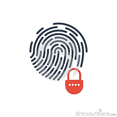 Fingerprint and security lock secret system. vector icon Vector Illustration