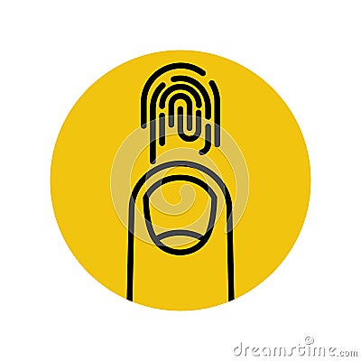 Fingerprint sign. Black outline icon Vector Illustration