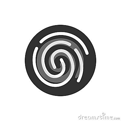 Fingerprint simple round black icon, line style authentication symbol Vector Illustration