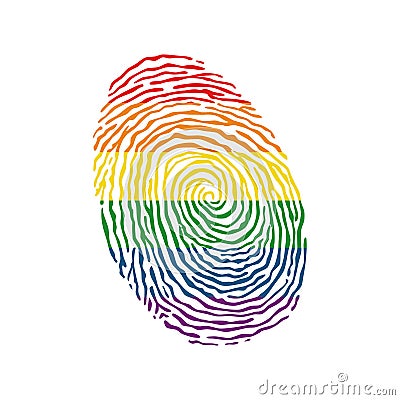Fingerprint vector colored with the Rainbow lgbt pride flag isolated on white background Vector Illustration Vector Illustration
