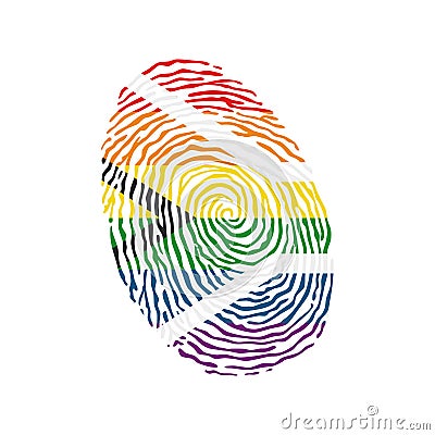 Fingerprint vector colored with the Rainbow South Africa lgbt pride flag isolated on white background Vector Illustration Vector Illustration