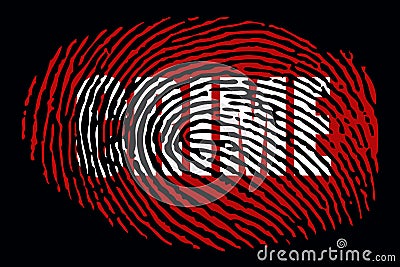 Fingerprint with the word `CRIME` Stock Photo