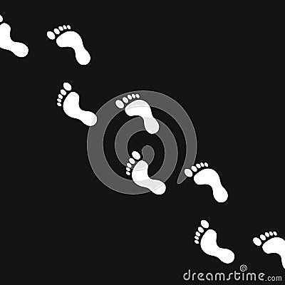 Fingerprints, traces of feet on a black background Vector Illustration