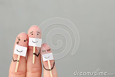 Fingers art of family. Concept of people hiding emotions Stock Photo