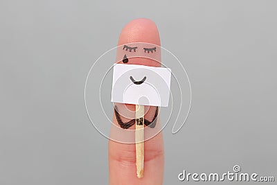 Fingers art of lonely woman is crying. Stock Photo