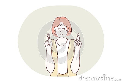 Fingers crossed, belief, wish, superstition, hope, liar concept Vector Illustration