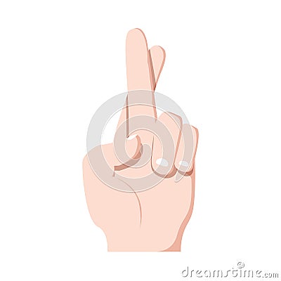 Fingers crossed, hand gesture. Lie, on luck, superstition symbol or modern icon. Vector illustration. Cartoon Illustration