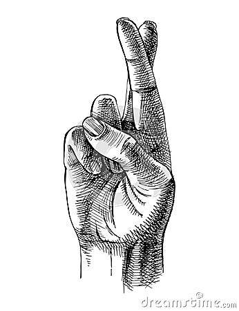 Fingers crossed sketch Vector Illustration