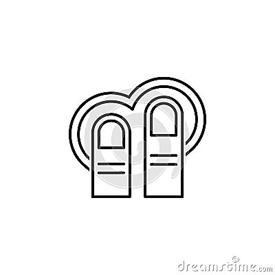 Fingers, gesture, left, down, swipe, two outline icon. Element of simple icon for websites, mobile app, info graphics. Signs and s Stock Photo