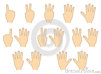Fingers of hands. Counting, education. Set. Vector illustration Vector Illustration