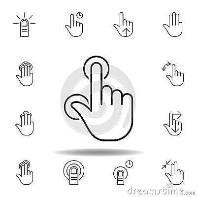 fingers tap thumb gesture outline icon. Set of hand gesturies illustration. Signs and symbols can be used for web, logo, mobile Cartoon Illustration