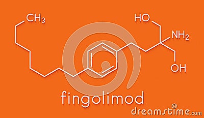 Fingolimod multiple sclerosis MS drug molecule. Skeletal formula. Stock Photo