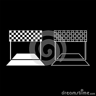 Finish concept Maraphon line racing panorama road icon outline set white color vector illustration flat style image Vector Illustration