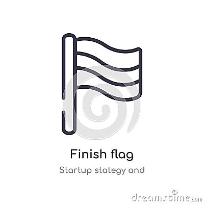 finish flag outline icon. isolated line vector illustration from startup stategy and collection. editable thin stroke finish flag Vector Illustration