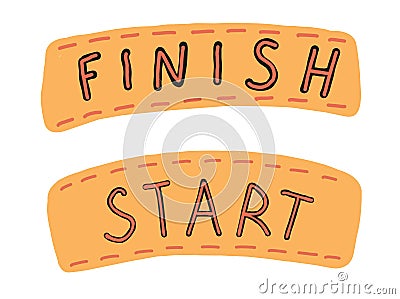 Finish, start. Simple flat illustrations for games. Nadpi for competition.Vector illustration Vector Illustration