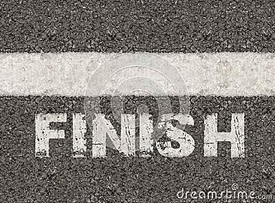 Finish word on asphalt road Stock Photo