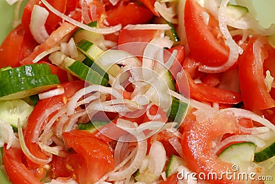 Finished cucumber-tomato salad Stock Photo